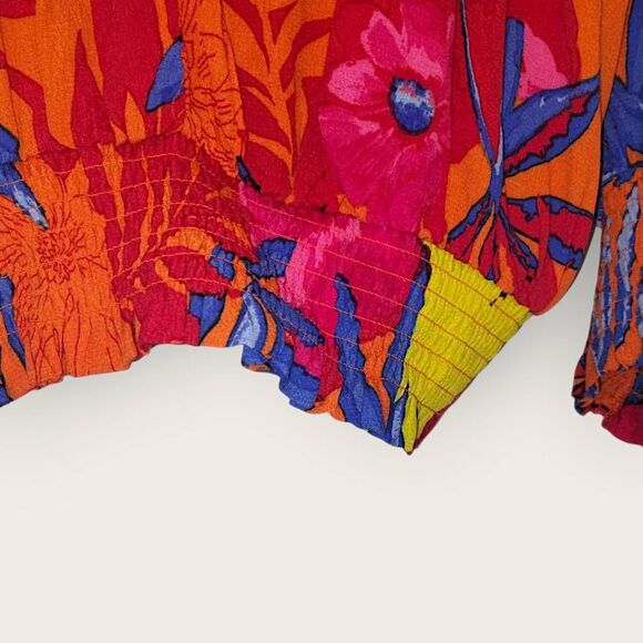 Tracy Evans Womens‎ Top Sz XL V-Neck Long Sleeve Blouse Floral Tropical Resort - Picture 13 of 16